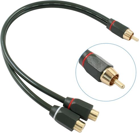 1 Male to 2 Female Y Splitter Connectors, 12 Inch Dual Shielded Speaker Splitter Cable in Saudi Arabia