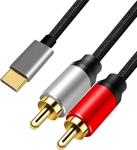 USB C to 2 RCA Audio Cable 5Ft, Type C to 2rca Jack Aux Auxiliary Stereo Splitter Adapter Audio Line Compatible with Home Theater Amplifier DVD TV Speaker.…… in Saudi Arabia