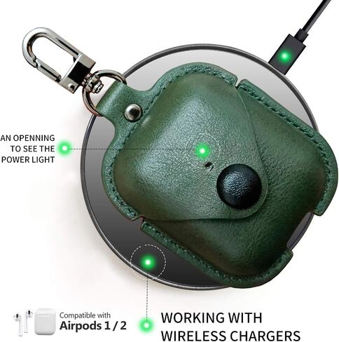MODOS LOGICOS Charging Case Cover for Air Pods 1/2, Leather Case with Secure Snap-Fastener Compatible with Apple AirPods 1/2 Generation Charging Case - Brown in Saudi Arabia