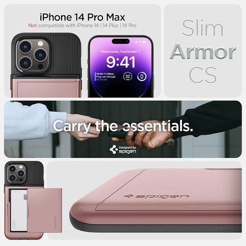 Spigen Slim Armor CS Designed for iPhone 14 Pro Max Case (2022) [Military-Grade Protection] - Black in Saudi Arabia