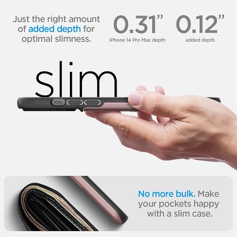 Spigen Slim Armor CS Designed for iPhone 14 Pro Max Case (2022) [Military-Grade Protection] - Black in Saudi Arabia