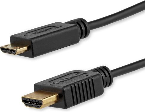 StarTech.com 3 ft Slim High Speed HDMI Cable with Ethernet - HDMI to HDMI Mini M/M (HDMIACMM3S),Black, 1 Count (Pack of 1) in Saudi Arabia