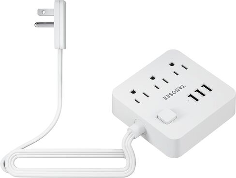 Flat Plug Power Strip, Thin Extension Cord 5 Ft, Multi Plug Extender with 3 Outlets 3 USB, Compact Wall Plug for Home Office Travel and Dorm Room Essentials in Saudi Arabia
