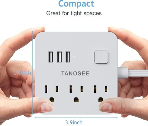 Flat Plug Power Strip, Thin Extension Cord 5 Ft, Multi Plug Extender with 3 Outlets 3 USB, Compact Wall Plug for Home Office Travel and Dorm Room Essentials in Saudi Arabia