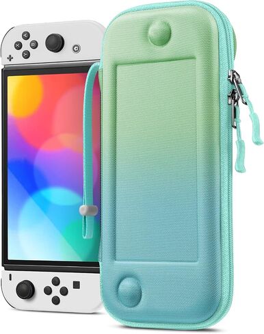 حقيبة حمل رفيعة من Fintie لجهاز Nintendo Switch OLED Model 2021 & Switch 2017، حقيبة تخزين واقية مقاومة للصدمات مع 10 خراطيش ألعاب لوحدة تحكم Switch Joy-Con، متدرجة اللون in Saudi Arabia
