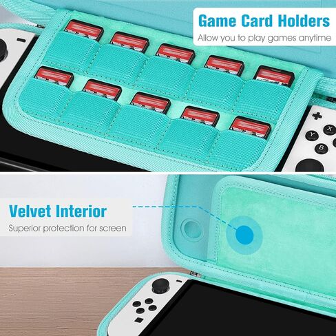 حقيبة حمل رفيعة من Fintie لجهاز Nintendo Switch OLED Model 2021 & Switch 2017، حقيبة تخزين واقية مقاومة للصدمات مع 10 خراطيش ألعاب لوحدة تحكم Switch Joy-Con، متدرجة اللون in Saudi Arabia
