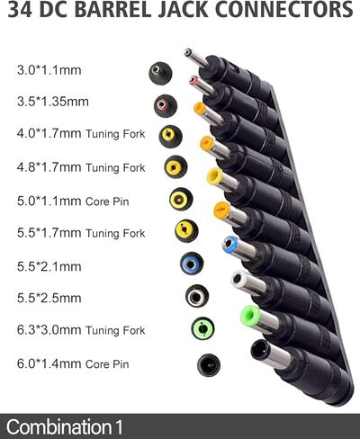 34 قطعة كمبيوتر محمول عالمي دفتر تيار مستمر مجموعة التوصيل جاك نصائح ل 5.5 مللي متر x 2.1 مللي متر التيار المتناوب محول الطاقة موصل أطقم in Kuwait