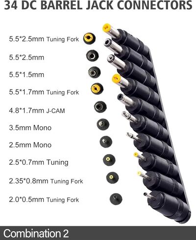34 قطعة كمبيوتر محمول عالمي دفتر تيار مستمر مجموعة التوصيل جاك نصائح ل 5.5 مللي متر x 2.1 مللي متر التيار المتناوب محول الطاقة موصل أطقم in Kuwait