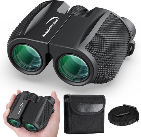 10x25 Compact Binoculars for Adults Kids - Aurosports High Powered Small Binoculars with Low Light Vision - Easy Focus Lightweight Binoculars for Bird Watching Hunting Travel Hiking in Saudi Arabia