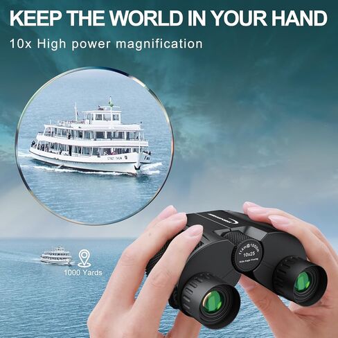 10x25 Compact Binoculars for Adults Kids - Aurosports High Powered Small Binoculars with Low Light Vision - Easy Focus Lightweight Binoculars for Bird Watching Hunting Travel Hiking in Saudi Arabia