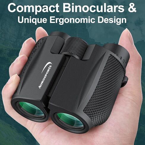 10x25 Compact Binoculars for Adults Kids - Aurosports High Powered Small Binoculars with Low Light Vision - Easy Focus Lightweight Binoculars for Bird Watching Hunting Travel Hiking in Saudi Arabia
