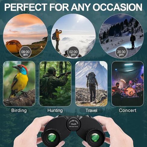 10x25 Compact Binoculars for Adults Kids - Aurosports High Powered Small Binoculars with Low Light Vision - Easy Focus Lightweight Binoculars for Bird Watching Hunting Travel Hiking in Saudi Arabia
