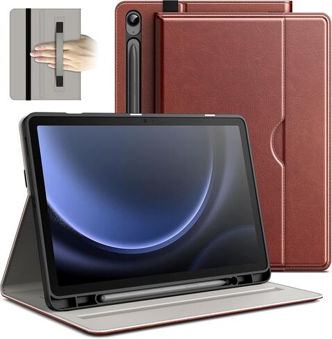 JETech Case for Samsung Galaxy Tab S9 FE 10.9-Inch with S Pen Holder, PU Leather Business Folio Stand Protective Tablet Cover with Pocket & Straps, Multi-Angle Viewing (Beige) in Saudi Arabia