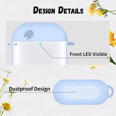Compatible with AirPods 2nd/1st Generation Case, Soft Silicone Flower Engraved Protective Skin with Keychain for Apple AirPod 2&1, Front LED Visible, Light Green in Saudi Arabia