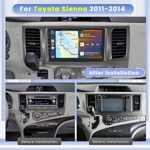 ستيريو سيارة Android 13 لسيارة Toyota Sienna 2011-2014 مع Apple Carplay اللاسلكي، 8 Core 4+64G 9 بوصة IPS شاشة لمس راديو السيارة GPS Navigation WiFi 59UI 32EQ DSP كاميرا احتياطية in Saudi Arabia