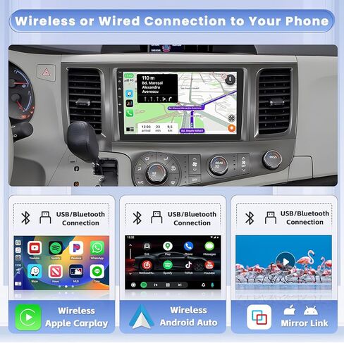 ستيريو سيارة Android 13 لسيارة Toyota Sienna 2011-2014 مع Apple Carplay اللاسلكي، 8 Core 4+64G 9 بوصة IPS شاشة لمس راديو السيارة GPS Navigation WiFi 59UI 32EQ DSP كاميرا احتياطية in Saudi Arabia