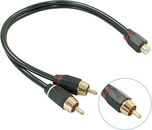 1 Male to 2 Female Y Splitter Connectors, 12 Inch Dual Shielded Speaker Splitter Cable in Saudi Arabia