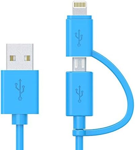 Apple MFi Certified 2 in 1 iPhone Charger Lightning Cable and Micro USB to USB Charger Cord, Compatible iPhone X, 8, 8 Plus,7 Plus, Android Data Cable 2 in 1 White(3 FT) in Saudi Arabia