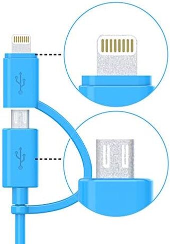 Apple MFi Certified 2 in 1 iPhone Charger Lightning Cable and Micro USB to USB Charger Cord, Compatible iPhone X, 8, 8 Plus,7 Plus, Android Data Cable 2 in 1 White(3 FT) in Saudi Arabia