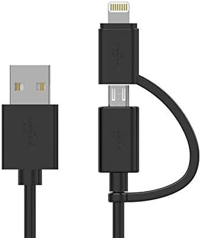 Apple MFi Certified 2 in 1 iPhone Charger Lightning Cable and Micro USB to USB Charger Cord, Compatible iPhone X, 8, 8 Plus,7 Plus, Android Data Cable 2 in 1 White(3 FT) in Saudi Arabia