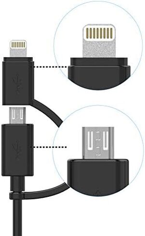 Apple MFi Certified 2 in 1 iPhone Charger Lightning Cable and Micro USB to USB Charger Cord, Compatible iPhone X, 8, 8 Plus,7 Plus, Android Data Cable 2 in 1 White(3 FT) in Saudi Arabia