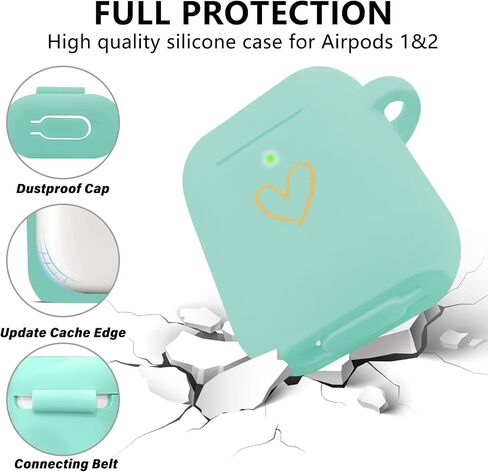 Compatible with AirPods Case Cover, Soft Silicone Case with Gold Heart Pattern for AirPods 2&1 Generation Case with Cute Butterfly Keychain for Girls Women (Black) in Saudi Arabia