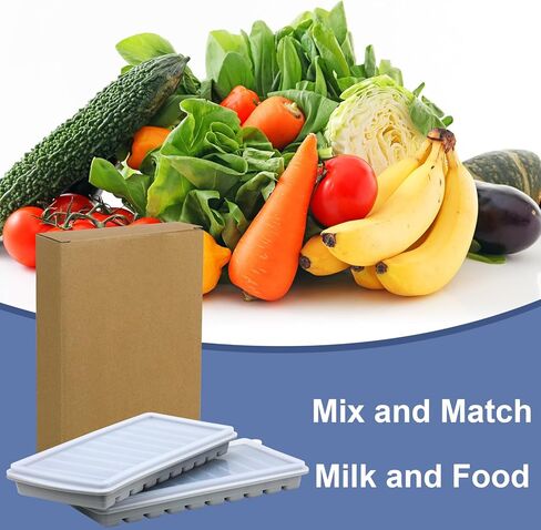 2 قطعة من صينية تجميد حليب الأم من السيليكون مع حامل 10-1 أونصة من صواني تخزين مجمد حليب الثدي، قوالب تجميد حليب الثدي، منظم أغذية الأطفال للحساء وتخزين الطعام in Kuwait