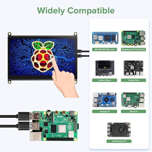 شاشة لمس EVICIV مقاس 7 بوصات لـ Raspberry Pi، شاشة عرض 1024X600 IPS محمولة ومكبر صوت مزدوج USB HDMI شاشة كمبيوتر متوافقة مع Raspb Pi 5/4/3/Zero/Windows/بدون محرك in Saudi Arabia
