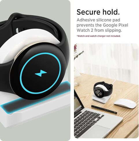 حامل شاحن Miimall متوافق مع شاحن Google Pixel Watch 2، قاعدة شحن سيليكون غير قابلة للانزلاق لساعة Pixel 2، حامل قاعدة شاحن مع فتحة إدارة الكابلات لساعة Google Pixel 2 (أسود) in Saudi Arabia