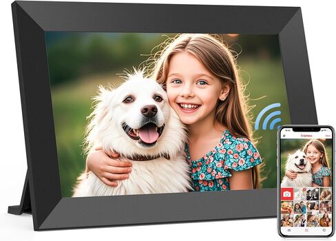 إطار صورة رقمي واي فاي مقاس 10.1 بوصة من Frameo، إطار صور إلكتروني سحابي ذكي مع شاشة لمس HD IPS وشاشة عرض شرائح وذاكرة 32 جيجابايت، حامل جداري يدور تلقائيًا، مشاركة الصور/مقاطع الفيديو من الهاتف بواسطة تطبيق Frameo in Saudi Arabia