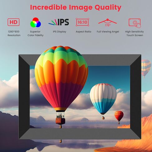 إطار صورة رقمي واي فاي مقاس 10.1 بوصة من Frameo، إطار صور إلكتروني سحابي ذكي مع شاشة لمس HD IPS وشاشة عرض شرائح وذاكرة 32 جيجابايت، حامل جداري يدور تلقائيًا، مشاركة الصور/مقاطع الفيديو من الهاتف بواسطة تطبيق Frameo in Saudi Arabia