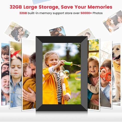 إطار صورة رقمي واي فاي مقاس 10.1 بوصة من Frameo، إطار صور إلكتروني سحابي ذكي مع شاشة لمس HD IPS وشاشة عرض شرائح وذاكرة 32 جيجابايت، حامل جداري يدور تلقائيًا، مشاركة الصور/مقاطع الفيديو من الهاتف بواسطة تطبيق Frameo in Saudi Arabia