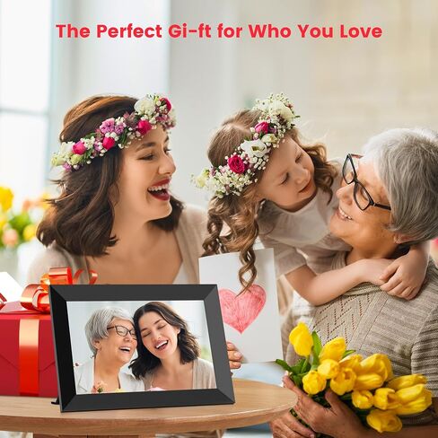 إطار صورة رقمي واي فاي مقاس 10.1 بوصة من Frameo، إطار صور إلكتروني سحابي ذكي مع شاشة لمس HD IPS وشاشة عرض شرائح وذاكرة 32 جيجابايت، حامل جداري يدور تلقائيًا، مشاركة الصور/مقاطع الفيديو من الهاتف بواسطة تطبيق Frameo in Saudi Arabia