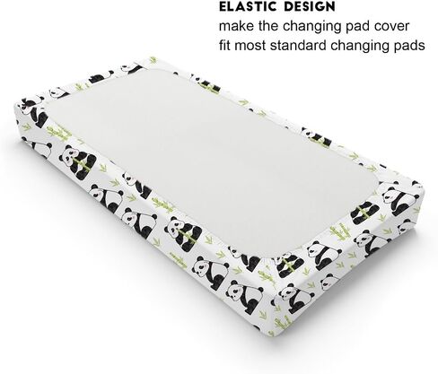 Watercolor Panda Green Leaves Baby Changing Pad Cover Sheets for Boy Girl 32''x16'' Cute Bear Unisex Fitted Diaper Changing Table Sheets Soft Breathable Baby Changing Table Mats in Saudi Arabia