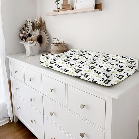 Watercolor Panda Green Leaves Baby Changing Pad Cover Sheets for Boy Girl 32''x16'' Cute Bear Unisex Fitted Diaper Changing Table Sheets Soft Breathable Baby Changing Table Mats in Saudi Arabia