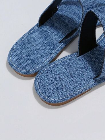 OYOANGLE Women's Casual Summer Denim Slide Sandals Flat Sandals Flip Flop Thong Sandals in Saudi Arabia