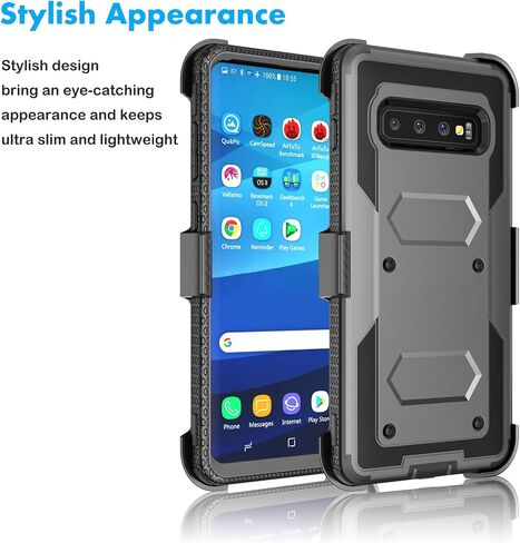 حافظة Njjex متوافقة مع هاتف Samsung Galaxy S10 Plus، [Nbeck] مقاومة للصدمات وشديدة التحمل وقفل حزام دوار ومشبك غطاء صلب لكامل الجسم ومسند لهاتف Galaxy S10 Plus 6.4 بوصة [أسود] in Saudi Arabia