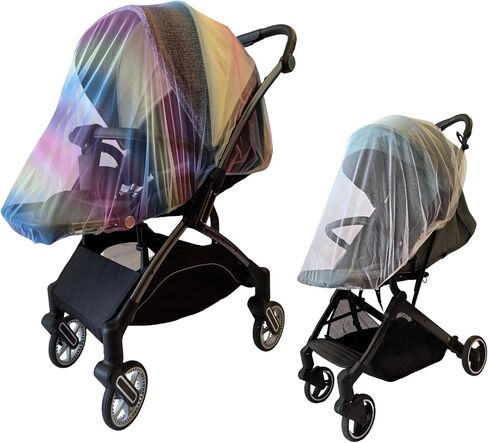 Mosquito Net for Stroller Accessories Insect Mesh Bug Netting Cover for Summer Outdoor Camping Travel Car Seat, Newborn Baby Essentials Mosquiteros Para Cunas De Bebes 2pack 2color (White + Colorful) in Saudi Arabia