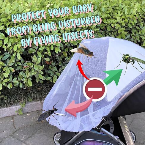 Mosquito Net for Stroller Accessories Insect Mesh Bug Netting Cover for Summer Outdoor Camping Travel Car Seat, Newborn Baby Essentials Mosquiteros Para Cunas De Bebes 2pack 2color (White + Colorful) in Saudi Arabia