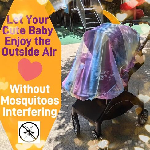 Mosquito Net for Stroller Accessories Insect Mesh Bug Netting Cover for Summer Outdoor Camping Travel Car Seat, Newborn Baby Essentials Mosquiteros Para Cunas De Bebes 2pack 2color (White + Colorful) in Saudi Arabia
