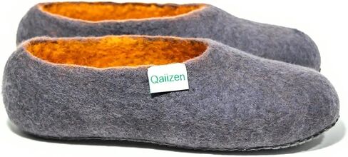 شباشب منزلية مصنوعة يدويًا من صوف المرينو الملبد المريح/للجنسين للرجال والنساء، طبيعية دافئة وناعمة ومريحة لجميع المواسم، رمادي، 5 UK in Kuwait