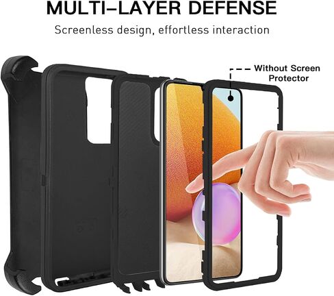 حافظة بمشبك حزام من AICase لهاتف Samsung A32 5G، حماية شديدة التحمل من السقوط، هيكل كامل متين مقاوم للصدمات/الغبار من الدرجة العسكرية، غطاء هاتف واقٍ متين لهاتف Samsung Galaxy A32 5G(2021) in Kuwait