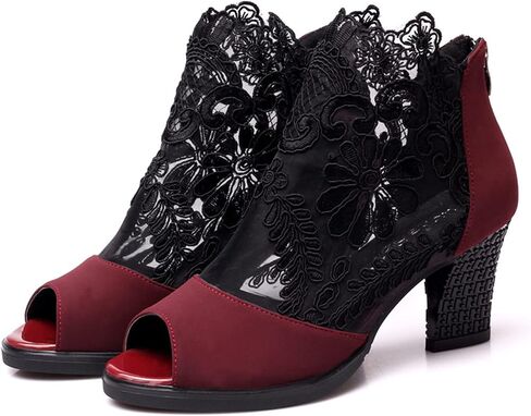 صنادل نسائية بكعب عالٍ مفتوح من الأمام وسحاب خلفي يسمح بالتهوية ومضادة للانزلاق وكعب عالٍ للكاحل صنادل عصرية لحفلات الزفاف in Kuwait