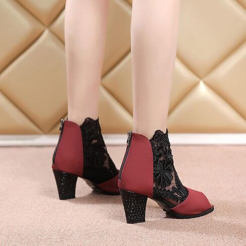 صنادل نسائية بكعب عالٍ مفتوح من الأمام وسحاب خلفي يسمح بالتهوية ومضادة للانزلاق وكعب عالٍ للكاحل صنادل عصرية لحفلات الزفاف in Kuwait