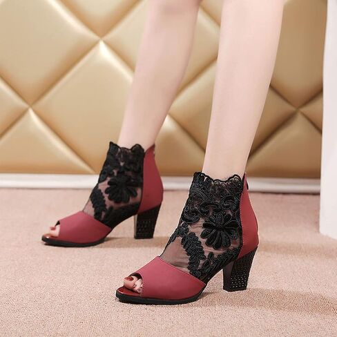 صنادل نسائية بكعب عالٍ مفتوح من الأمام وسحاب خلفي يسمح بالتهوية ومضادة للانزلاق وكعب عالٍ للكاحل صنادل عصرية لحفلات الزفاف in Kuwait