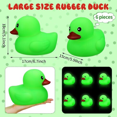 6 Pcs 6.7 Inch Large Glow in The Dark Rubber Ducks Luminous Ducks Light up Bathtub Toys for School Room Shower Home Birthday Party Favors Supplies Gifts Carnival Summer Beach Pool, Yellow in Saudi Arabia