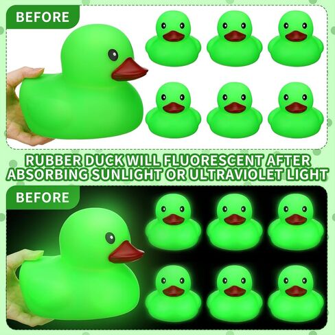 6 Pcs 6.7 Inch Large Glow in The Dark Rubber Ducks Luminous Ducks Light up Bathtub Toys for School Room Shower Home Birthday Party Favors Supplies Gifts Carnival Summer Beach Pool, Yellow in Saudi Arabia