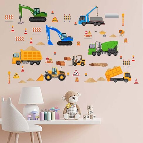 Construction Vehicles Wall Decals - Car Boys Bedroom Wall Stickers - Baby Nursery Kids Room Daycare Playroom Wall Decor in Saudi Arabia