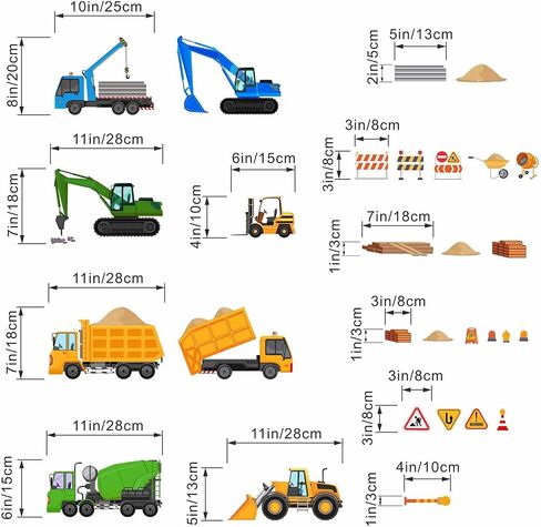 Construction Vehicles Wall Decals - Car Boys Bedroom Wall Stickers - Baby Nursery Kids Room Daycare Playroom Wall Decor in Saudi Arabia