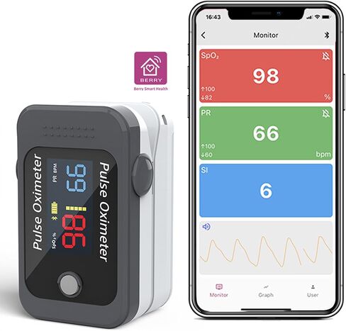 جهاز قياس التأكسج والنبض بأطراف الأصابع من بيري، جهاز قياس تشبع الأكسجين في الدم مع شاشة OLED، مقياس رقمي محمول (SpO2) in Kuwait